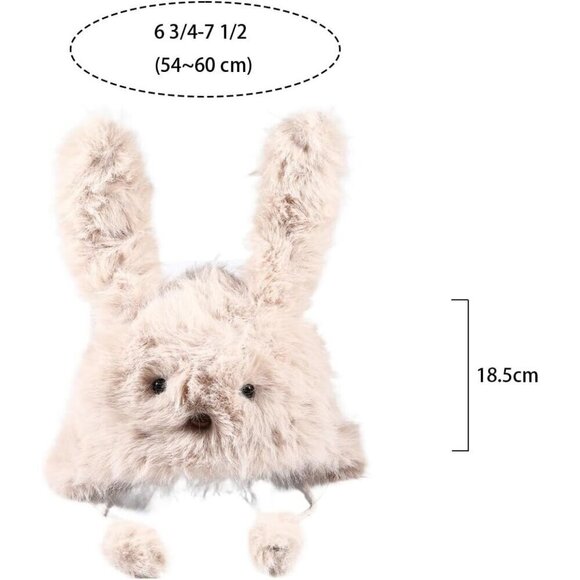 ?Iyoe Faux Fur Bunny Women Tan Cute Plush Rabbit Ears Winter Thick And Cozy Hat main image 4